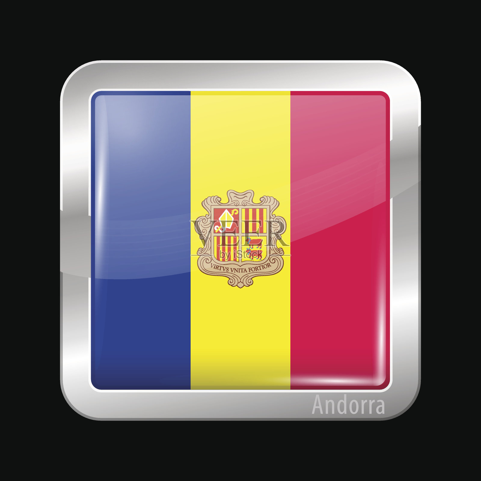 安道尔的旗帜。金属的图标插画图片素材