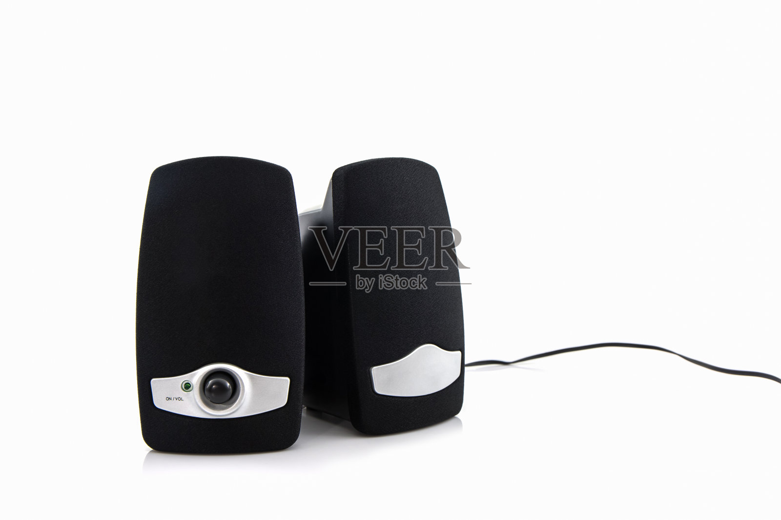 小型计算机扬声器。照片摄影图片