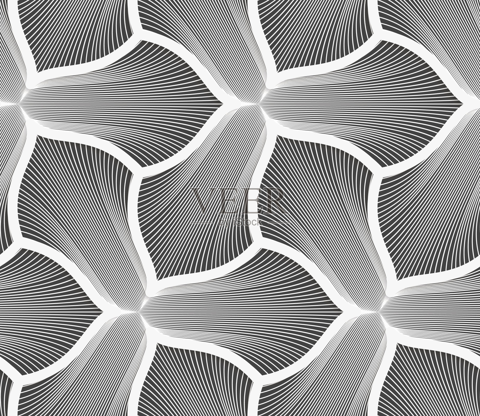 单色条纹三瓣花粗笔画插画图片素材