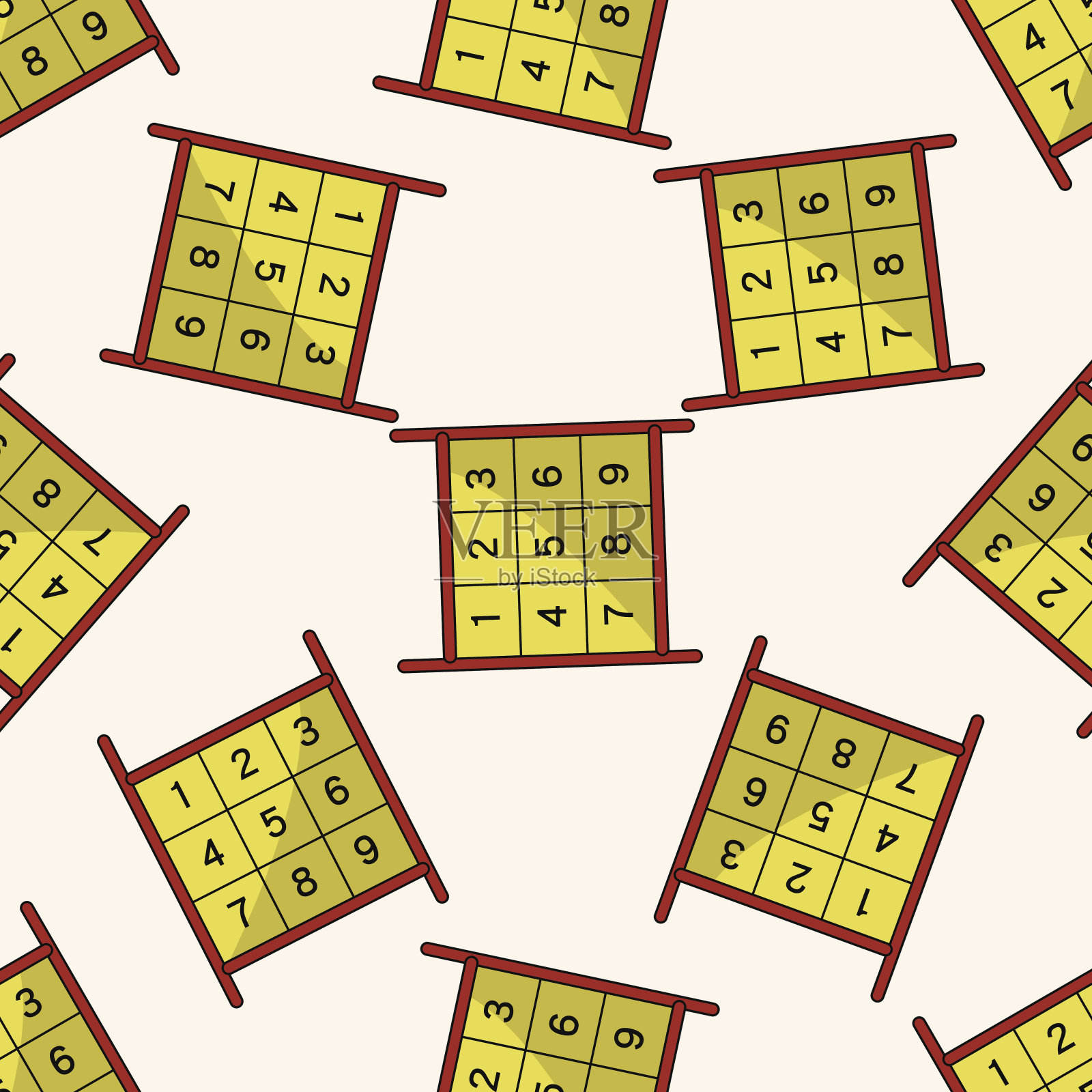 游乐园设施齐全,卡通图案无缝背景插画图片素材