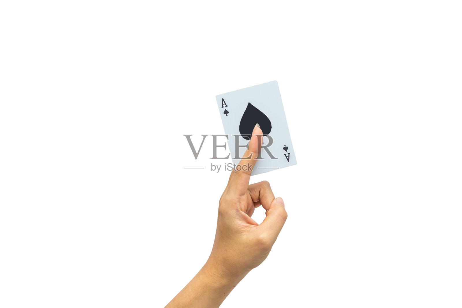 在白色背景上孤立的手纸牌照片摄影图片