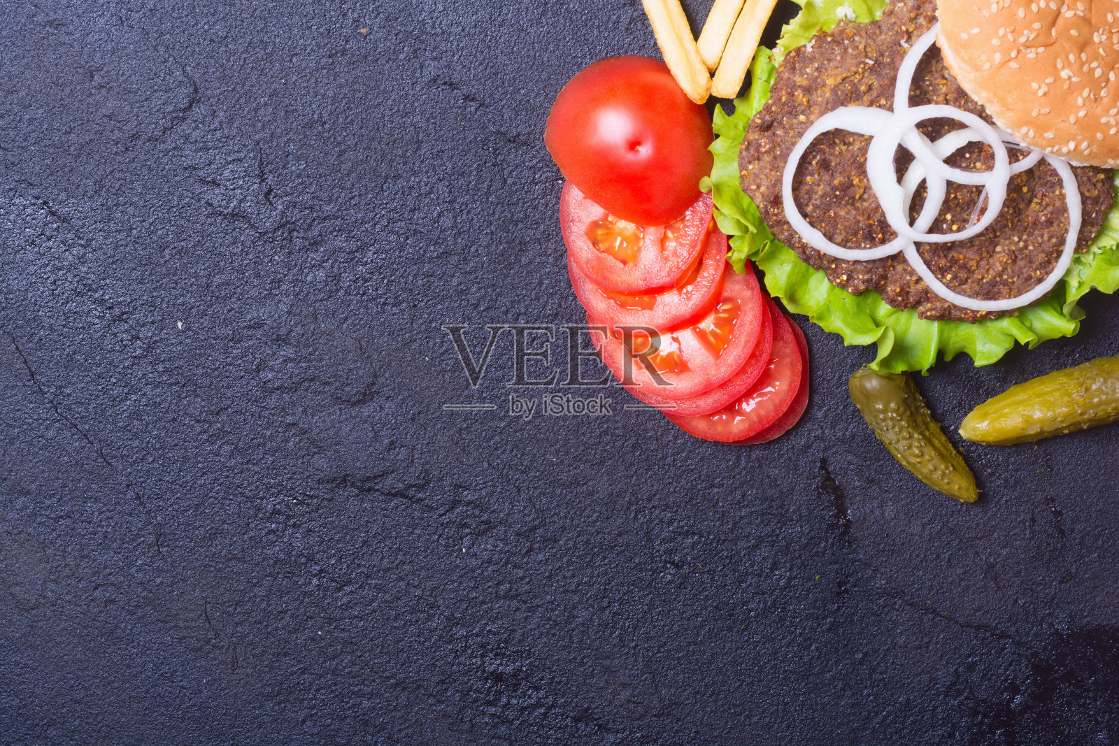 美味的牛肉汉堡照片摄影图片