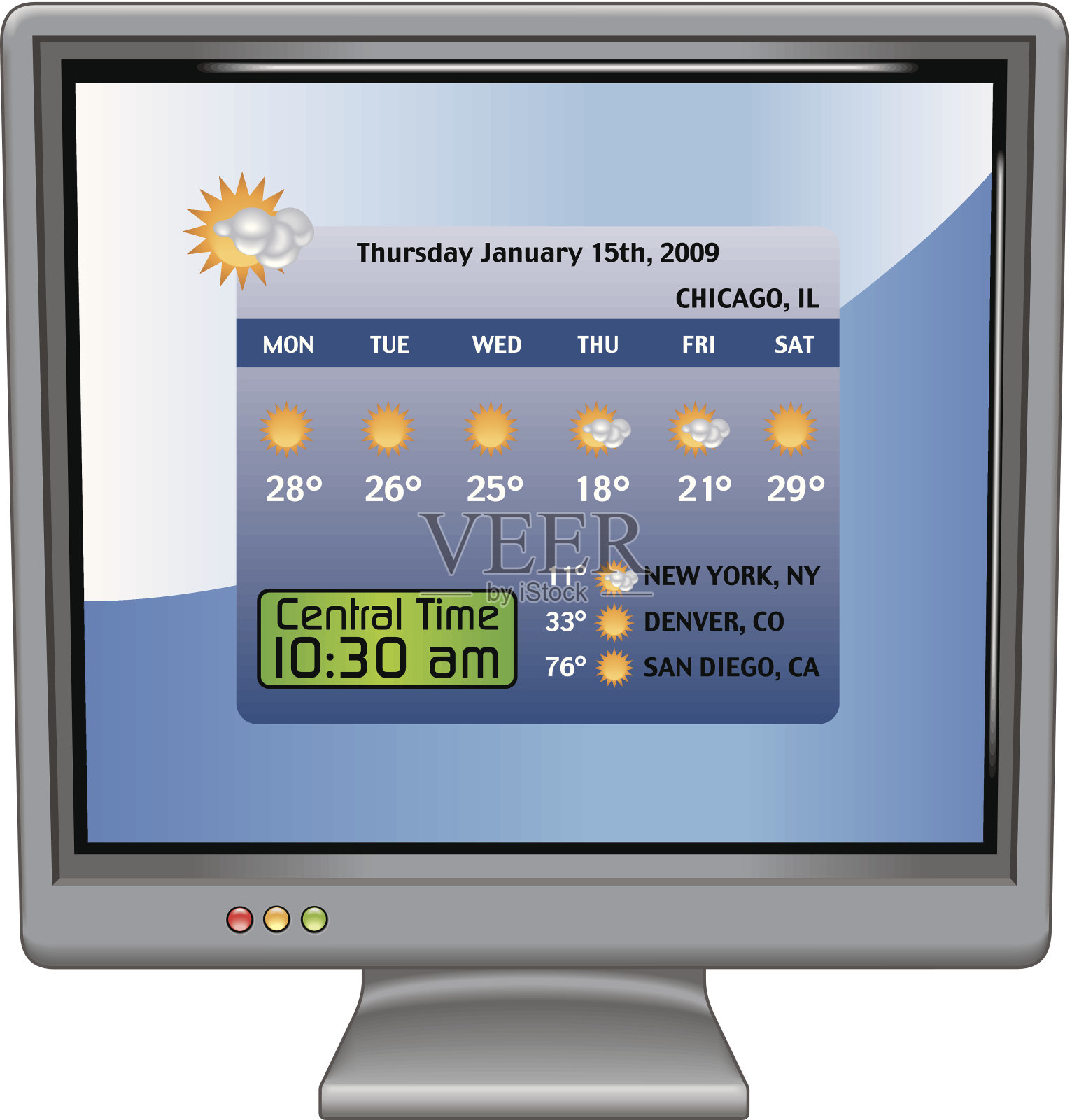 电脑天气C插画图片素材