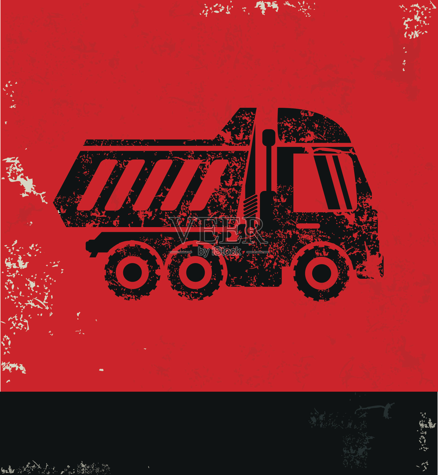 卡车工业设计上以红色为背景,矢量插画图片素材