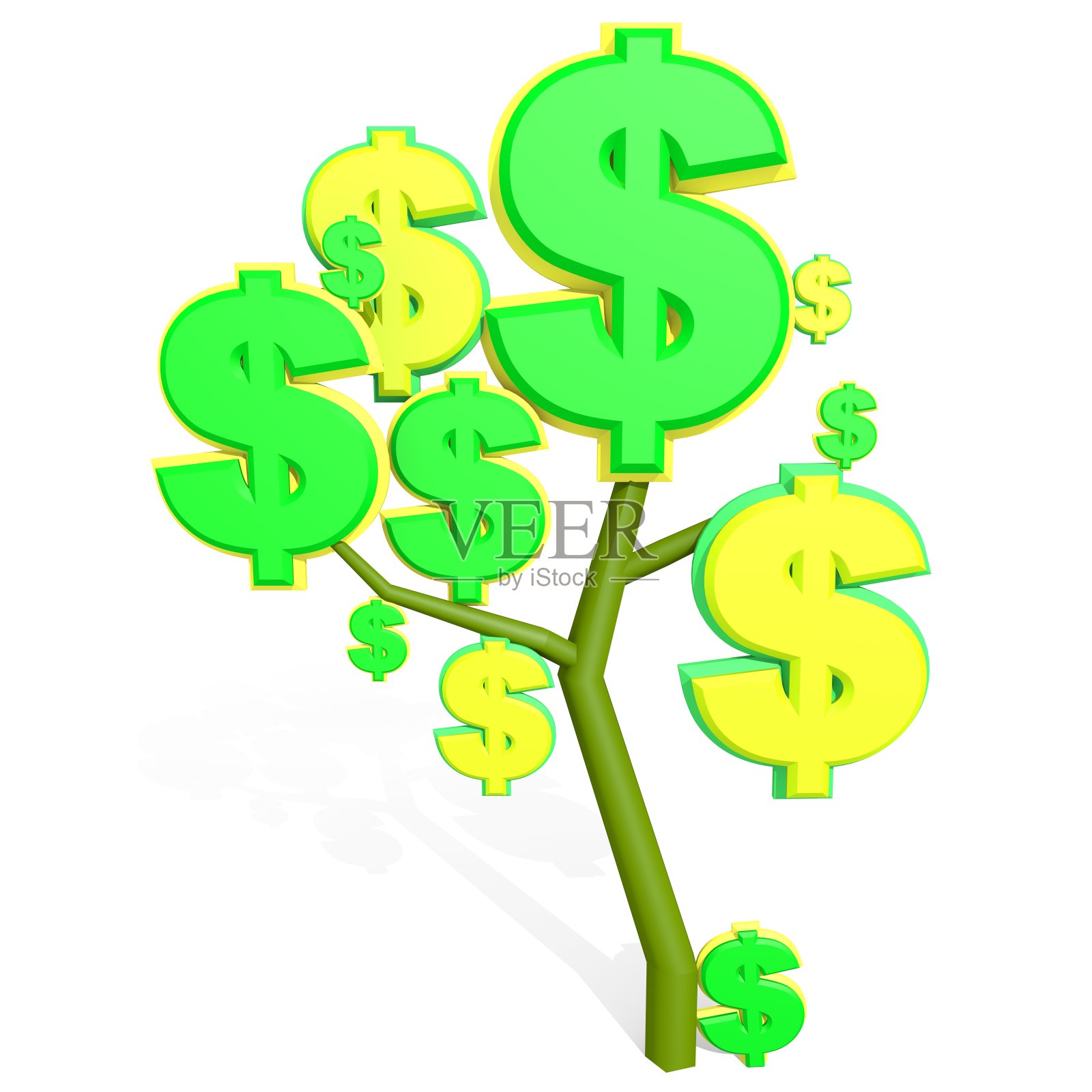 树上的3d美元符号照片摄影图片