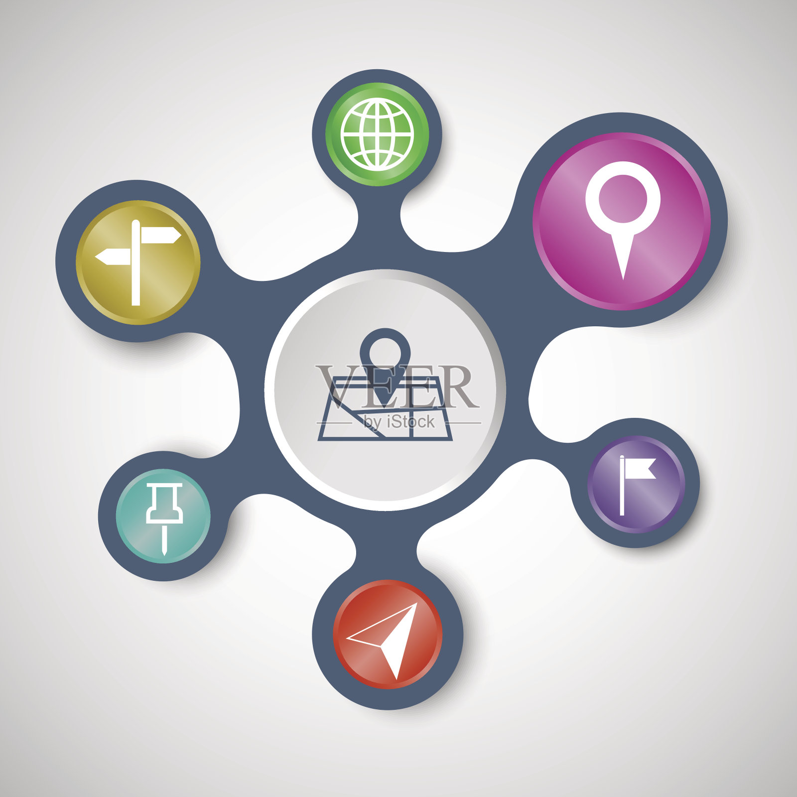 带有连接元球的位置信息图模板插画图片素材