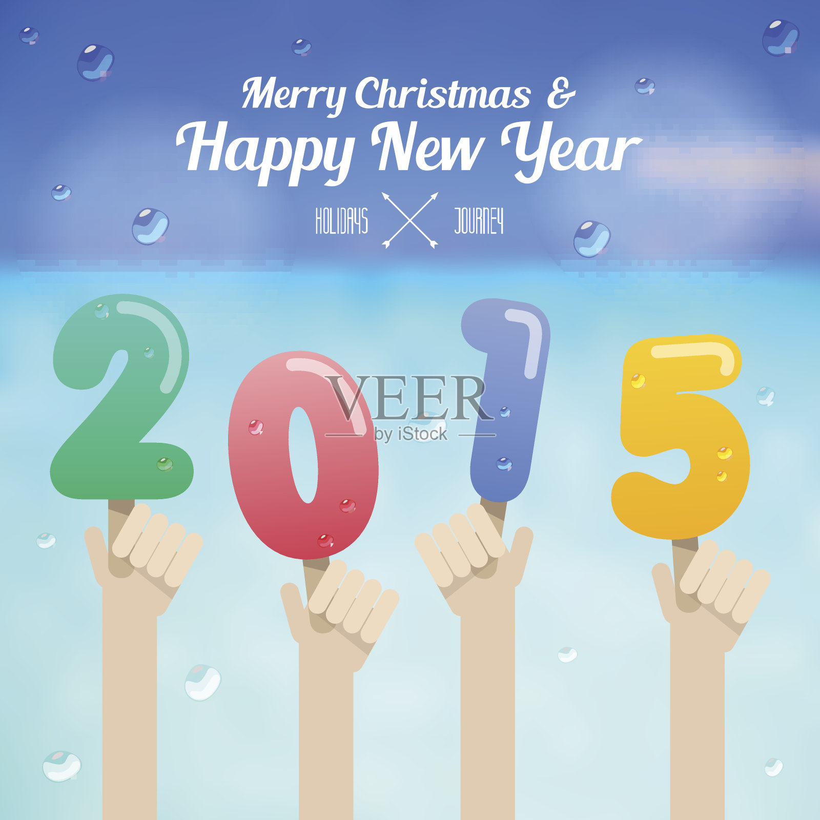 冰淇淋在2015年新年快乐的概念插画图片素材