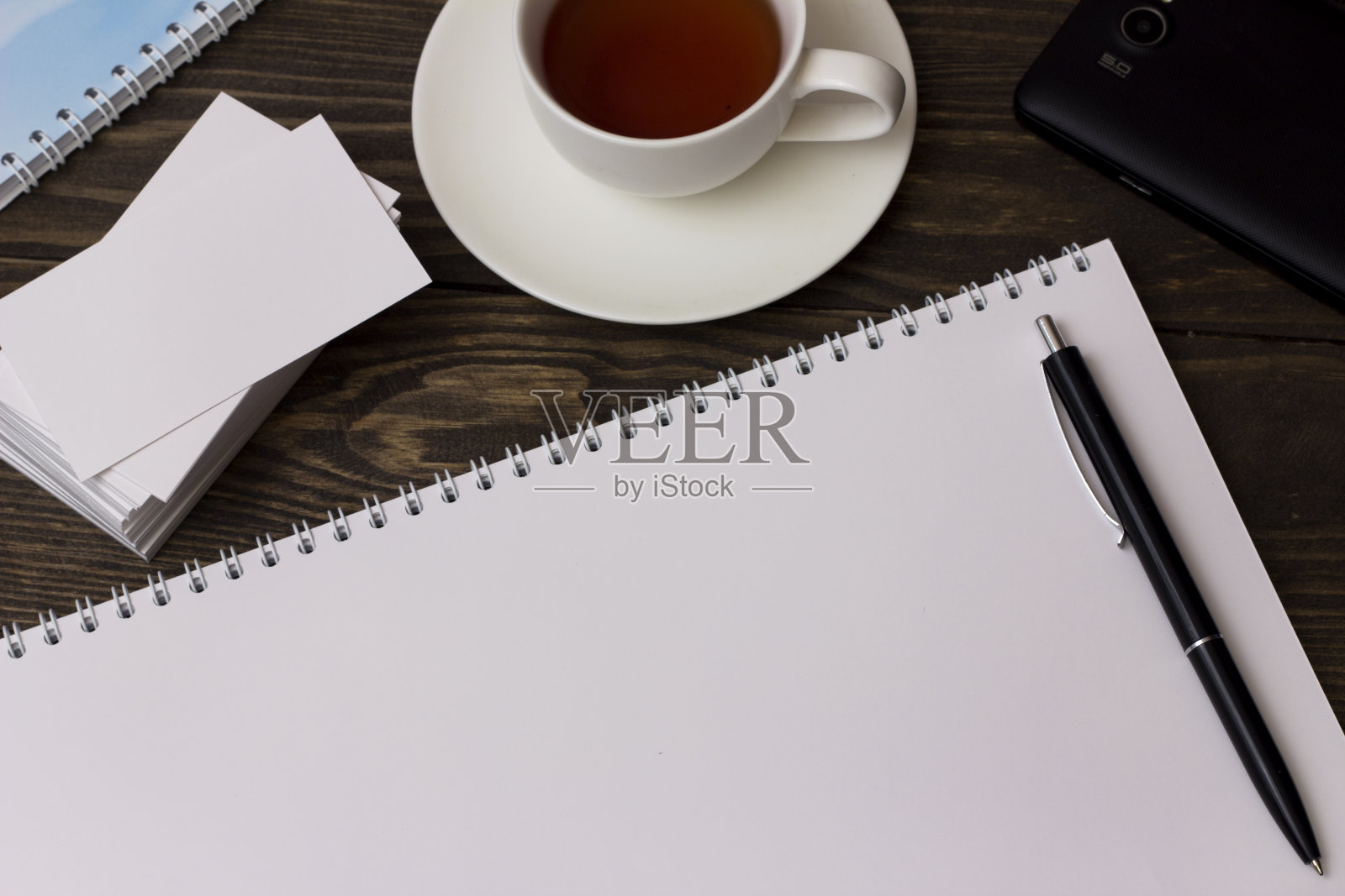 卡片,茶,笔记本和笔照片摄影图片