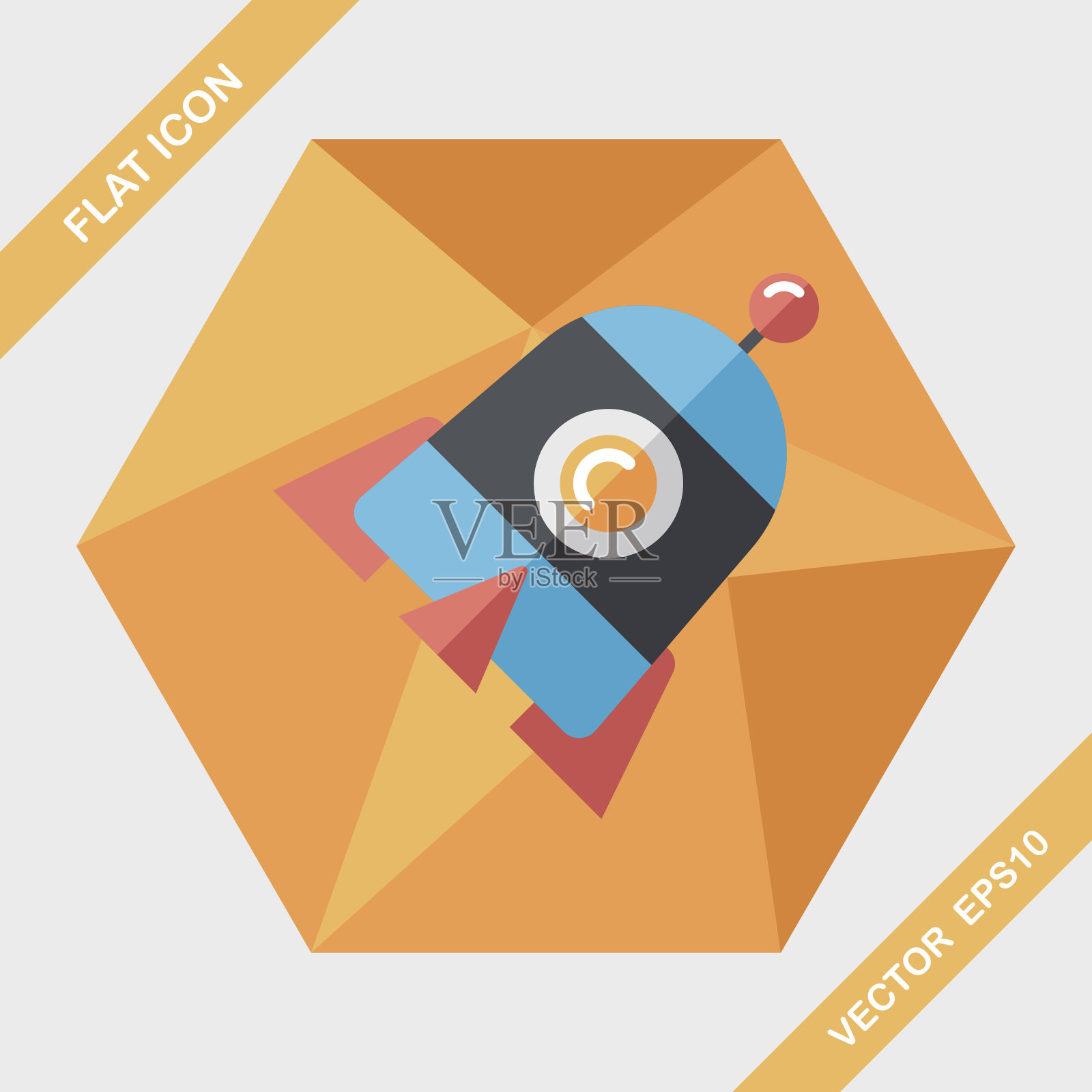 长阴影的火箭平面图标,eps10图标素材