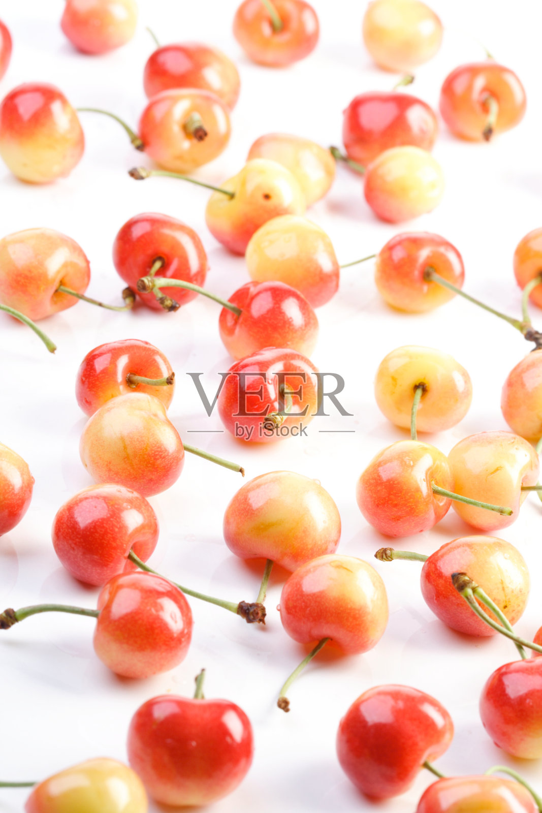 白色背景上的樱桃-特写照片摄影图片