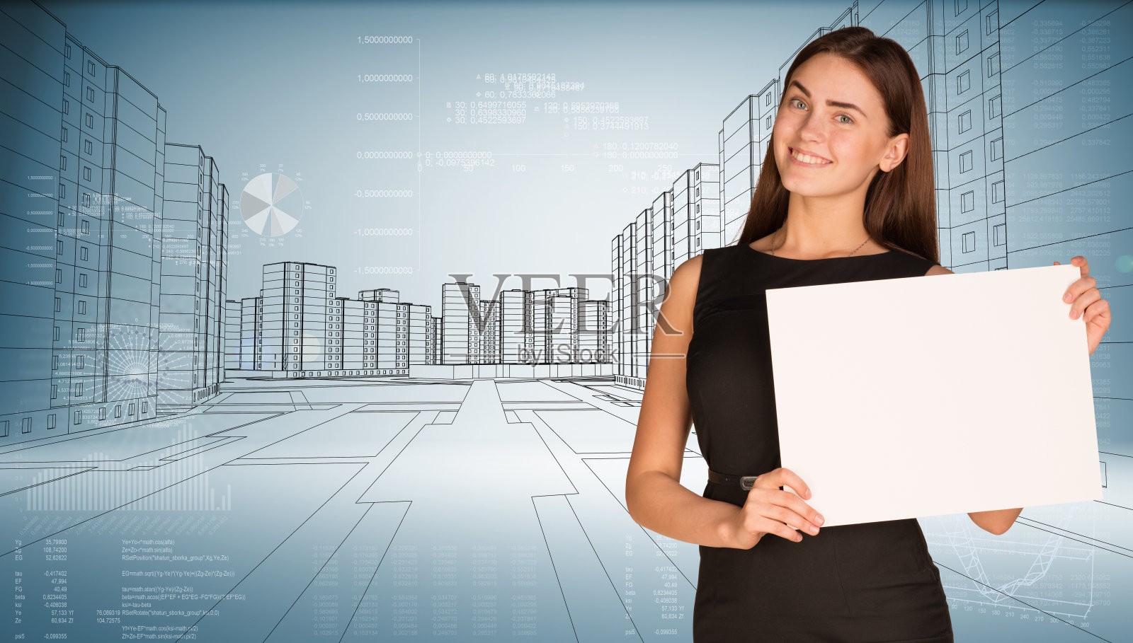 女商人拿着一张白纸照片摄影图片