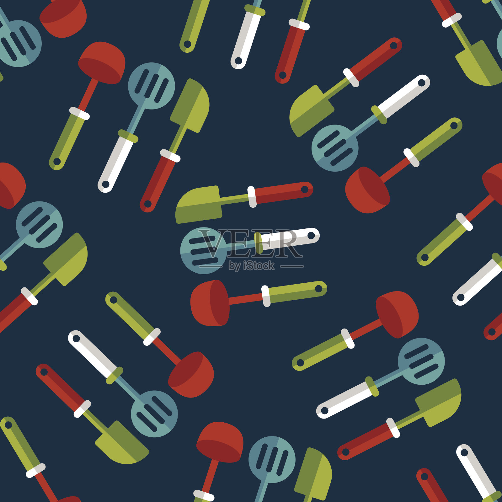 厨具平铲图标,eps10无缝图案背景插画图片素材