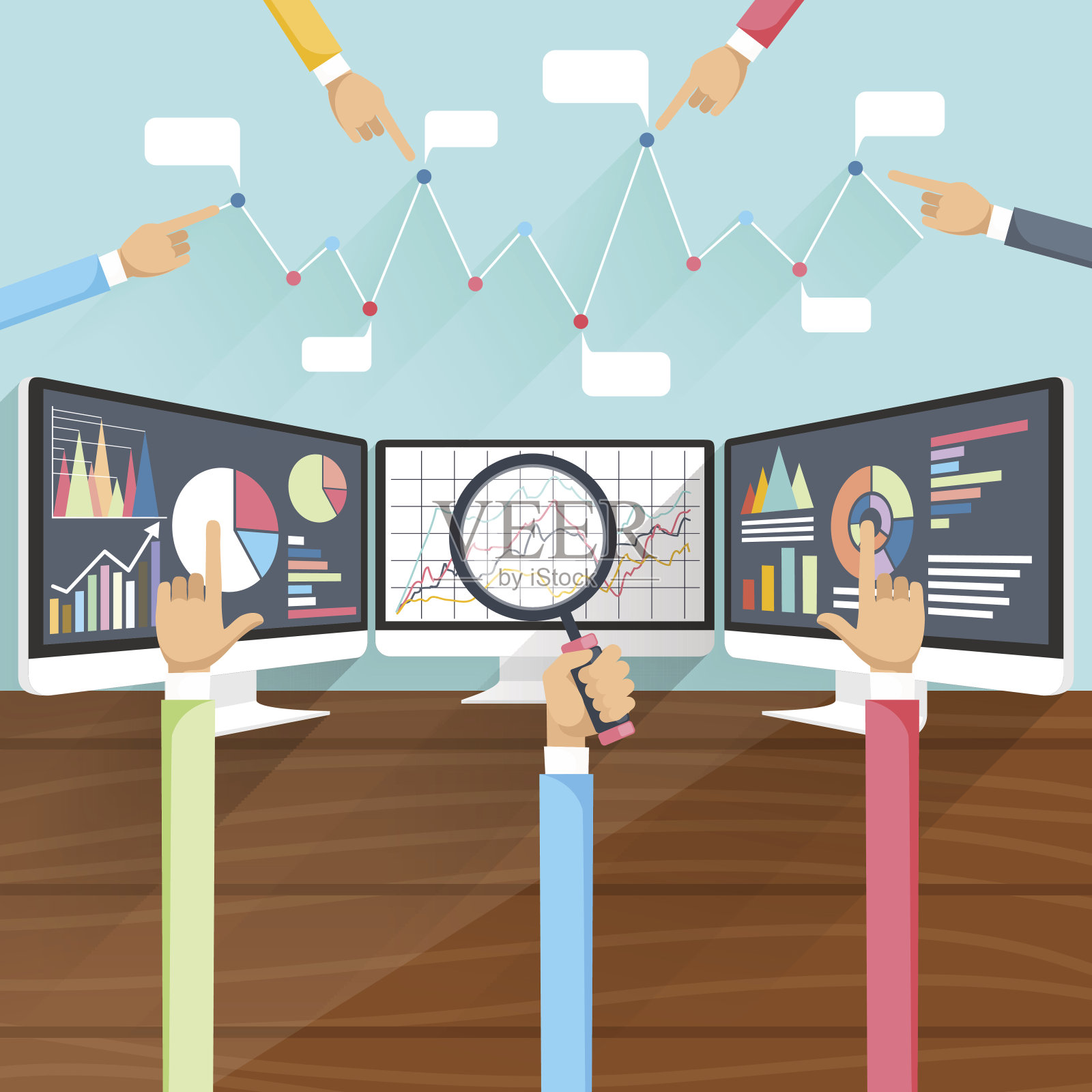 用手监控股票汇率插画图片素材