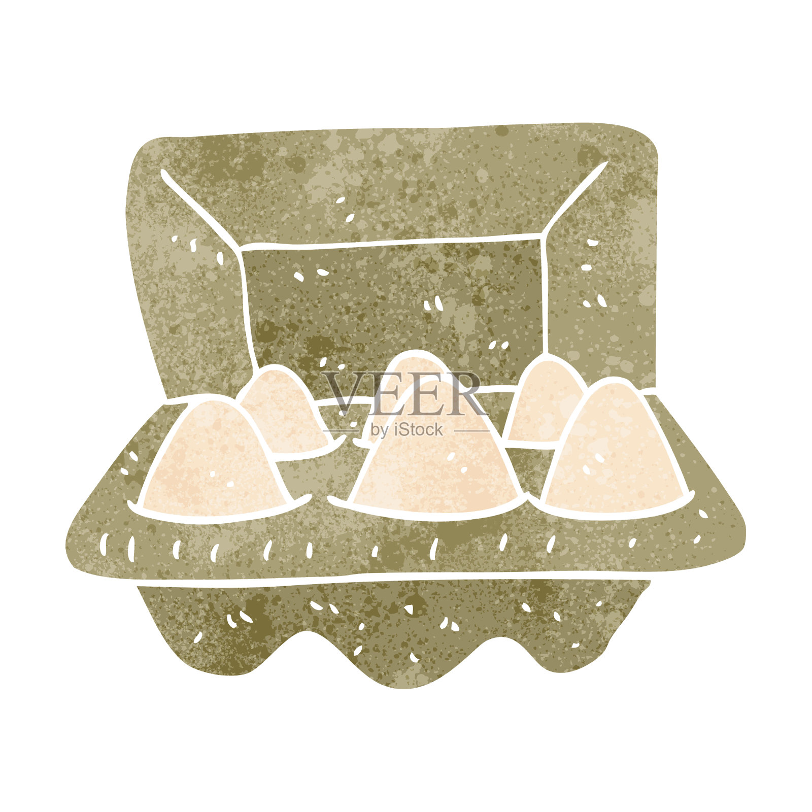 盒子里的复古卡通蛋插画图片素材