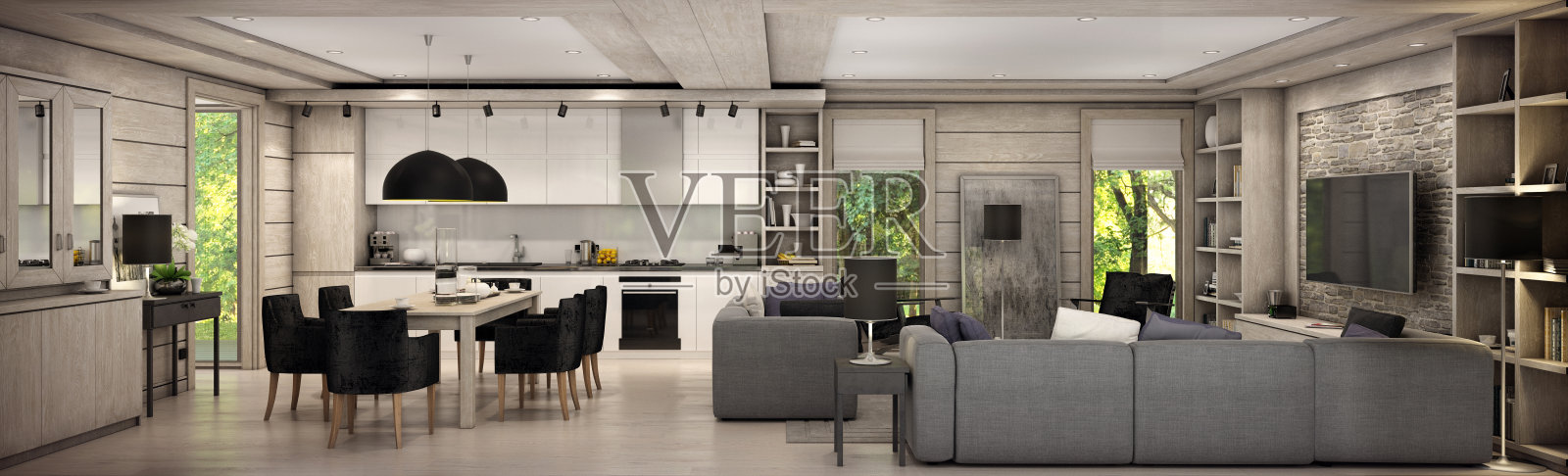 乡村别墅的起居室照片摄影图片