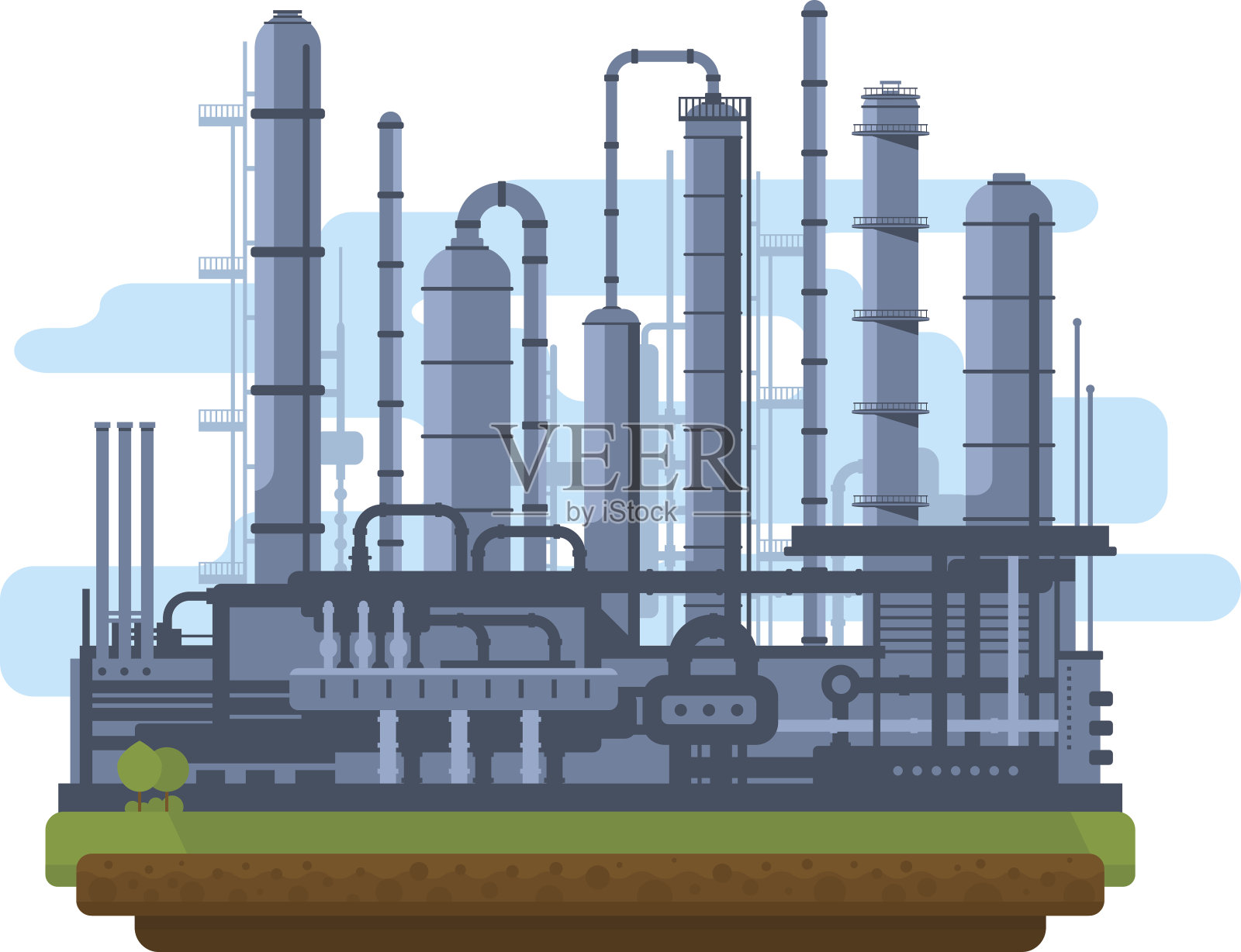 石油生产工厂插画图片素材