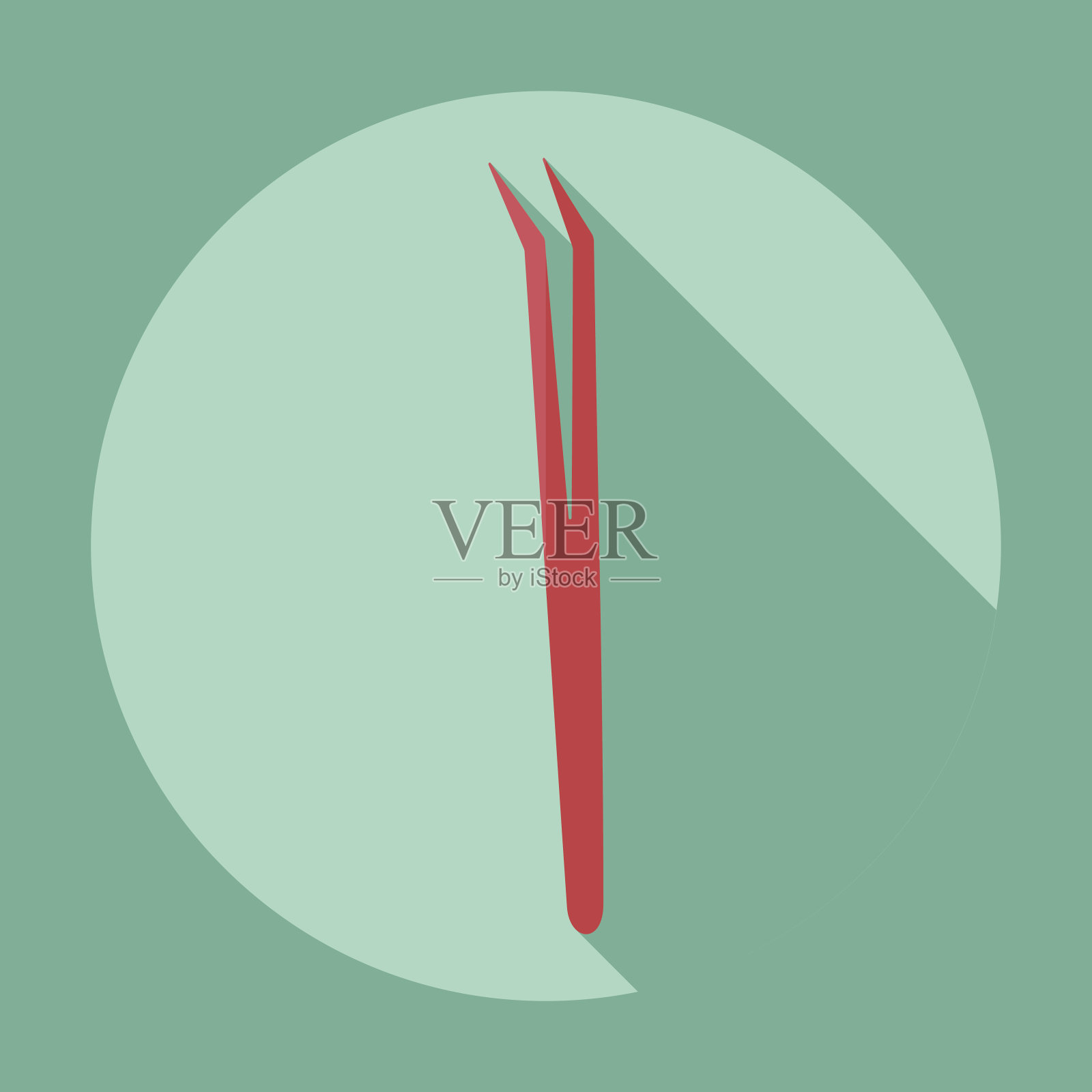 扁平现代设计与影子牙医工具插画图片素材