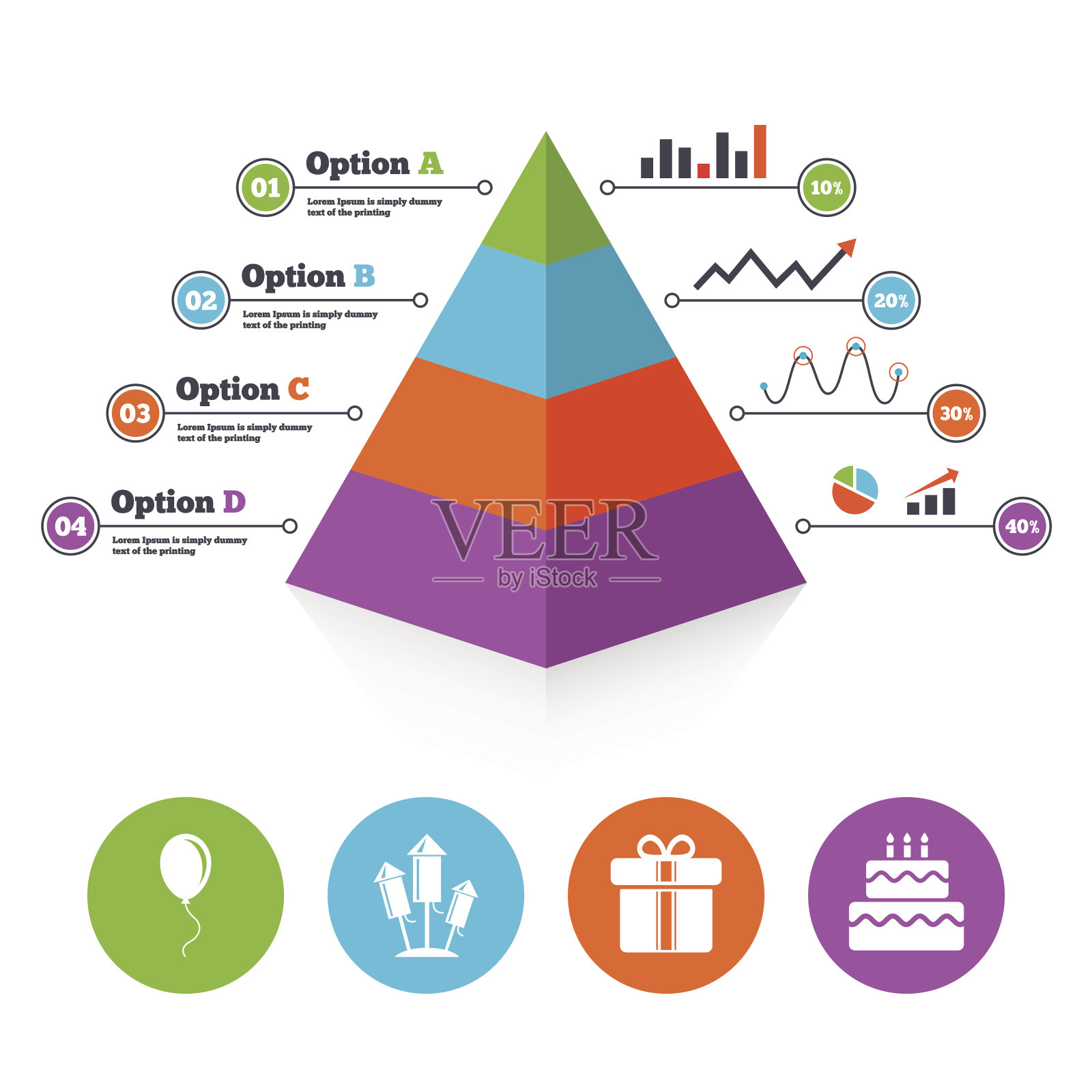 生日聚会图标。蛋糕和礼盒的标志插画图片素材