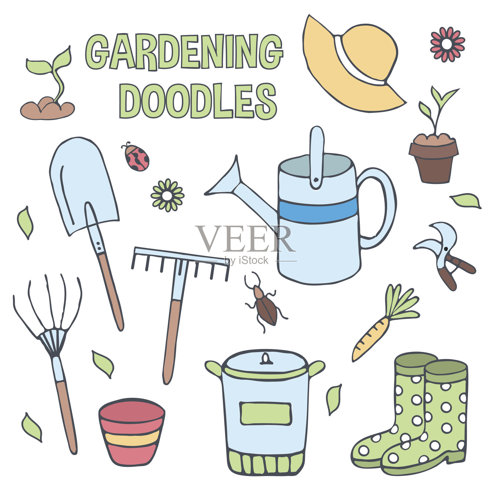 园艺工具插画图片素材