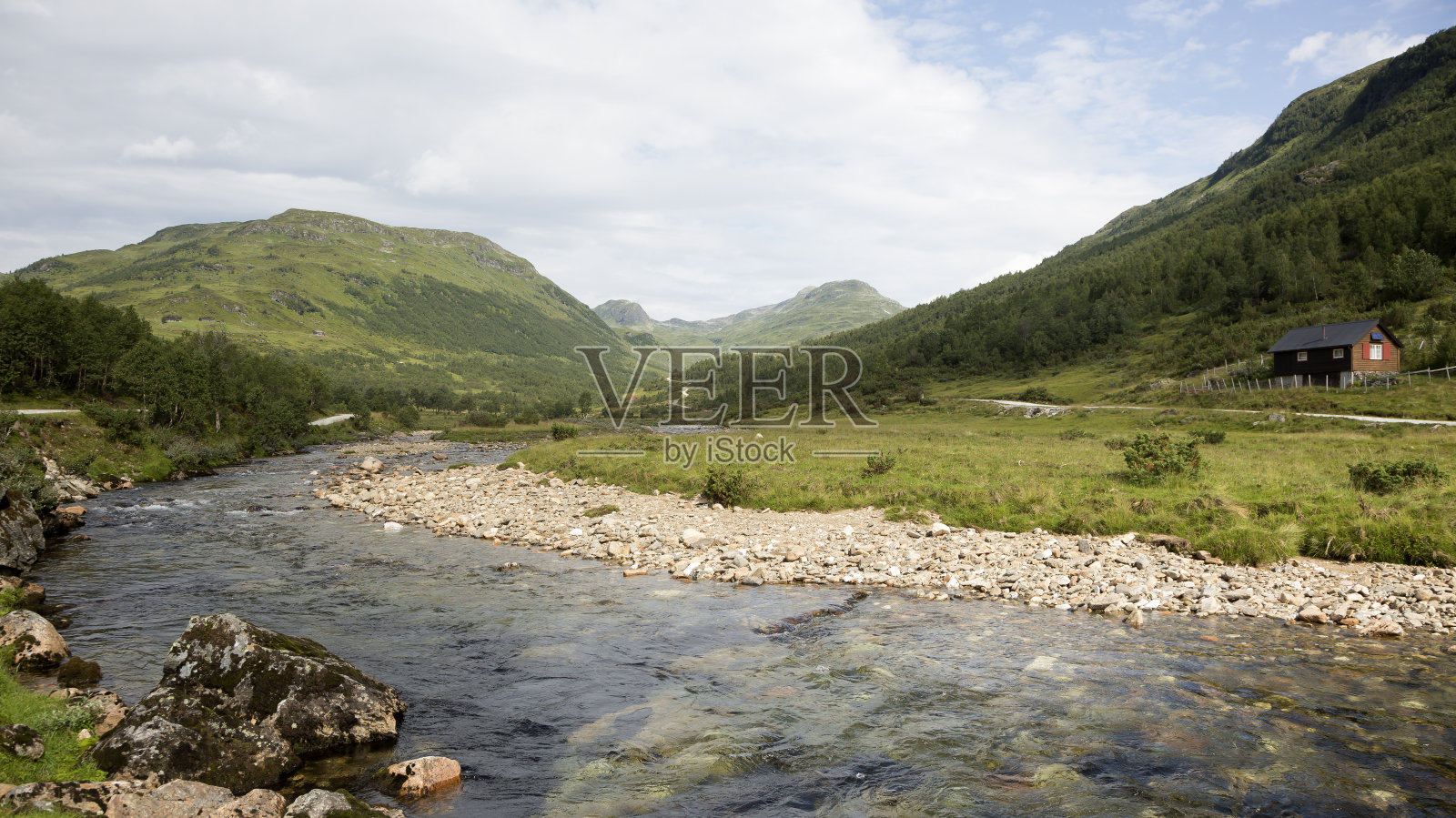 布雷克达伦河谷的河流(挪威)照片摄影图片