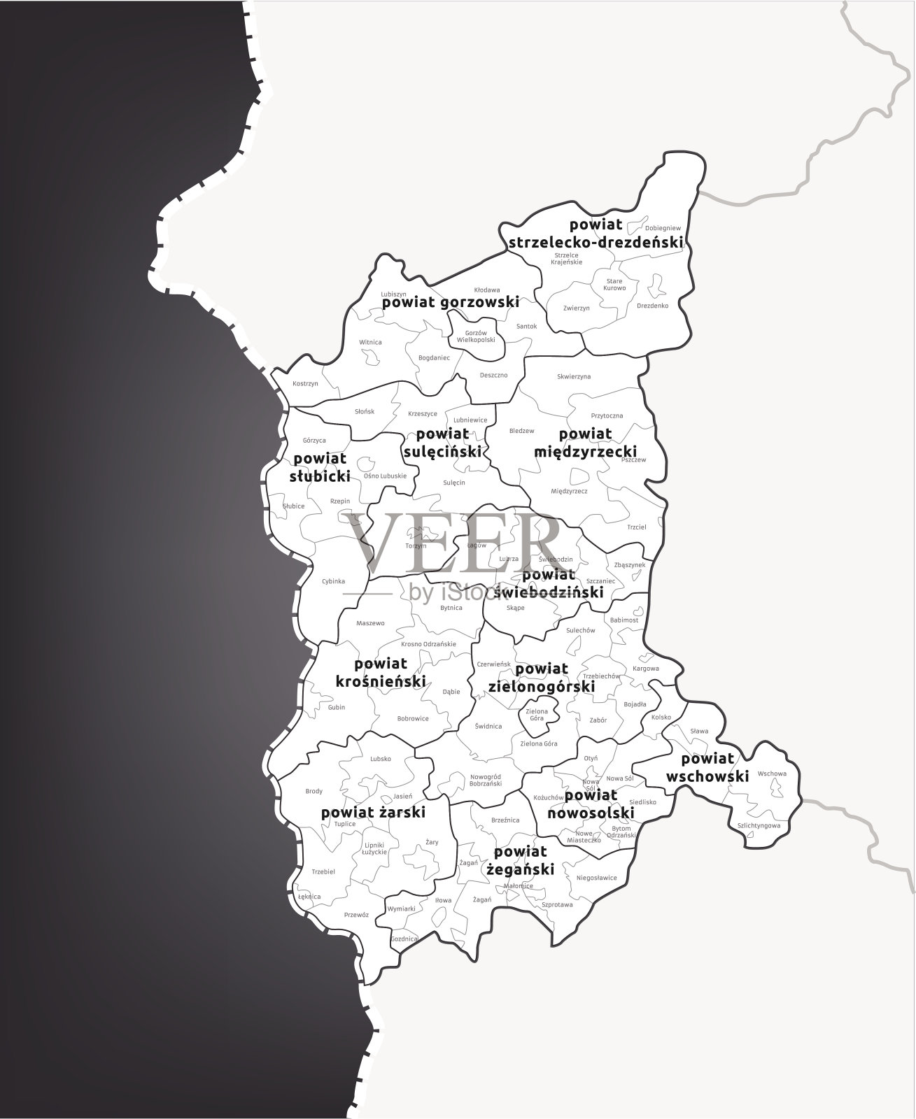 波兰行政地图2014 - LUBUSKIE vovoship矢量插画图片素材