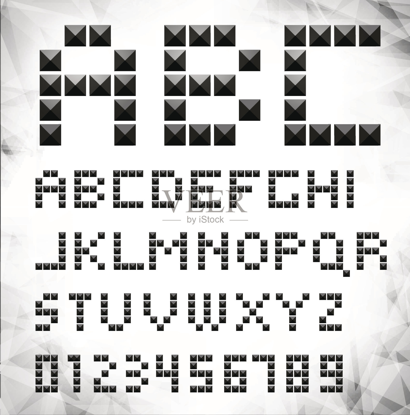 矢量银色像素字体与螺柱插画图片素材