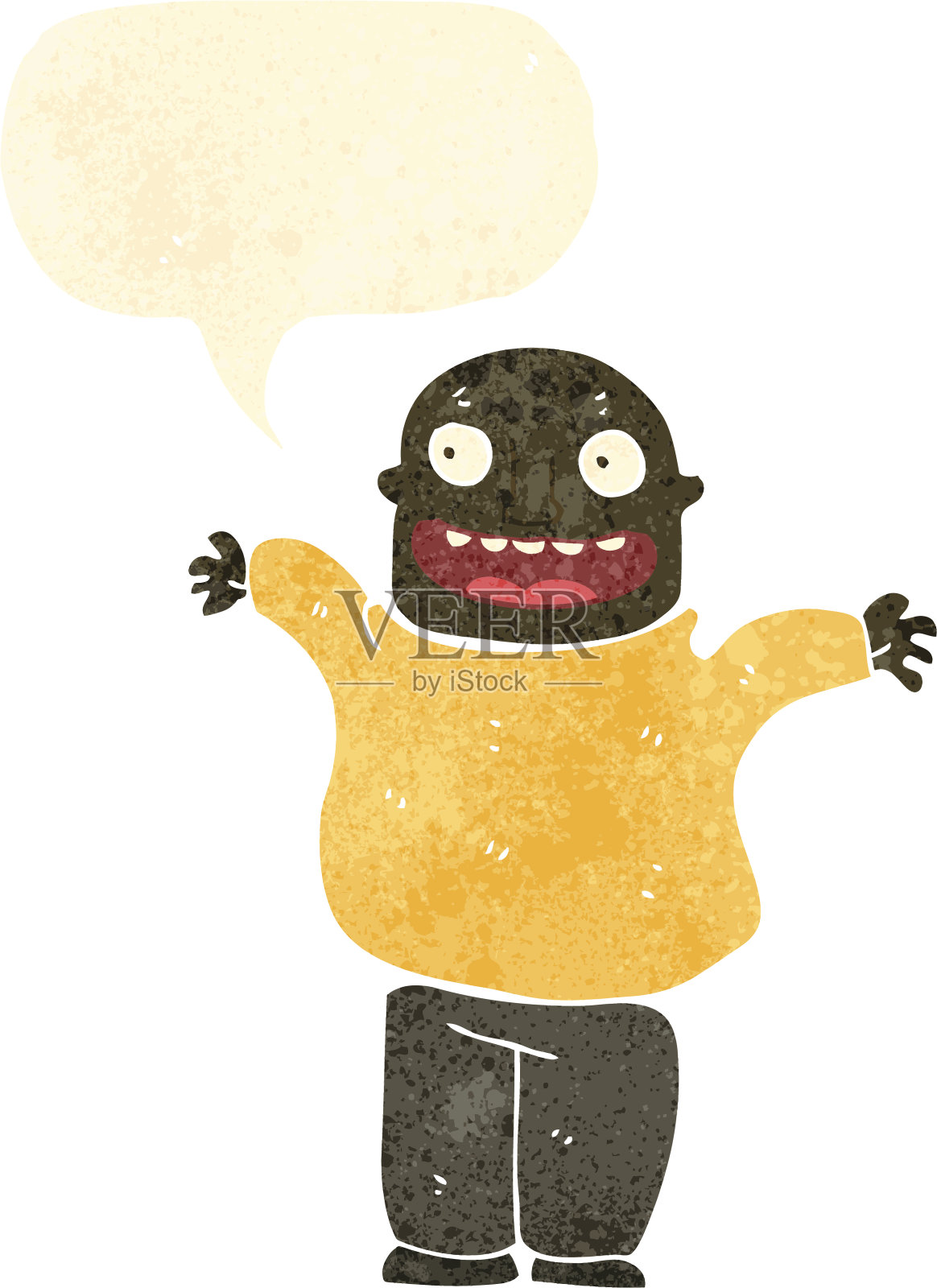 复古卡通:非常开心的男人插画图片素材