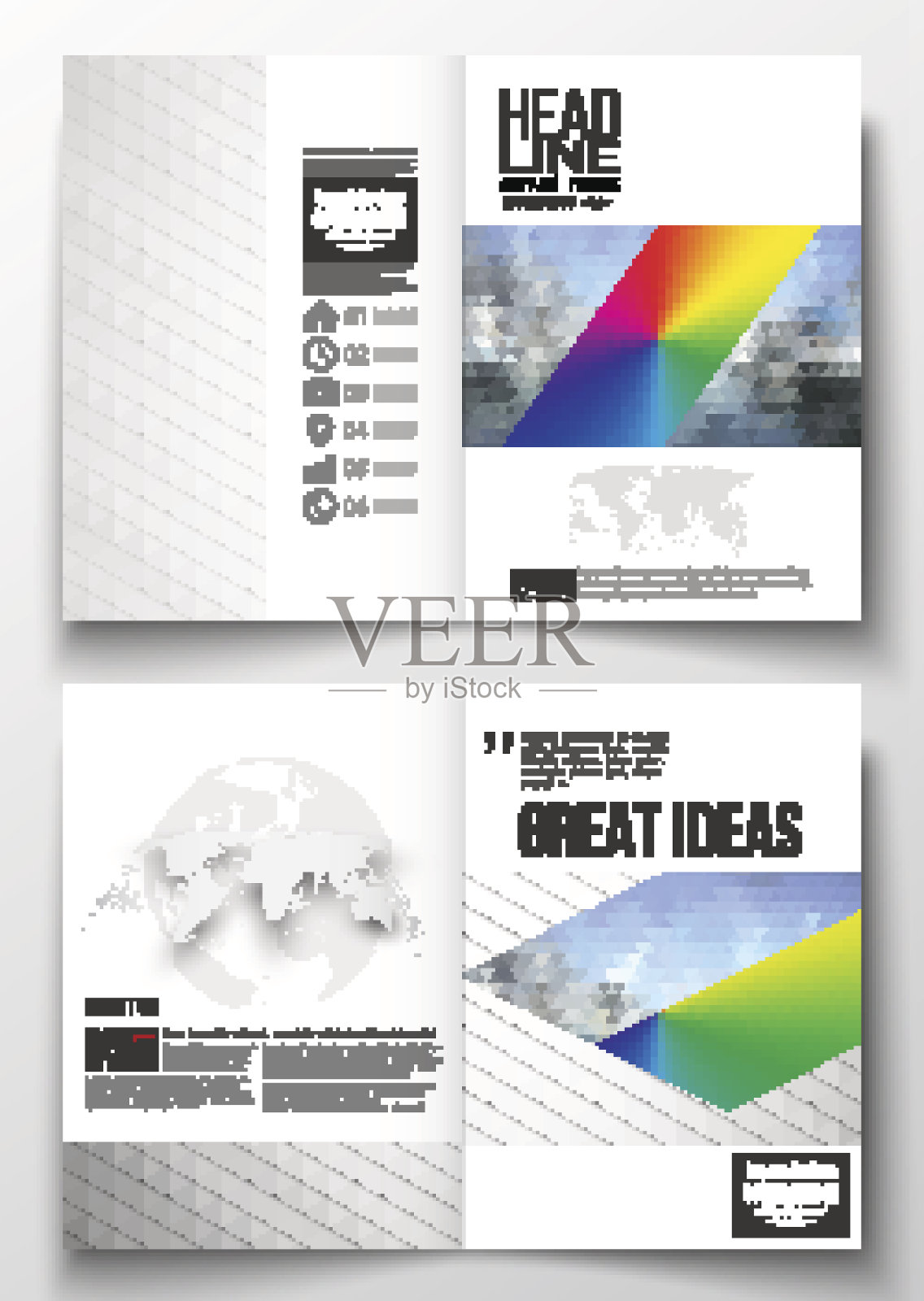 一套业务模板的小册子,杂志,传单,小册子或设计模板素材