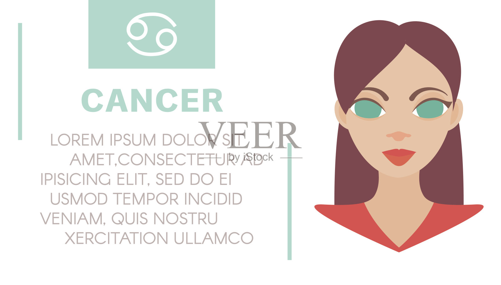 巨蟹座星座对女性的星座预测插画图片素材