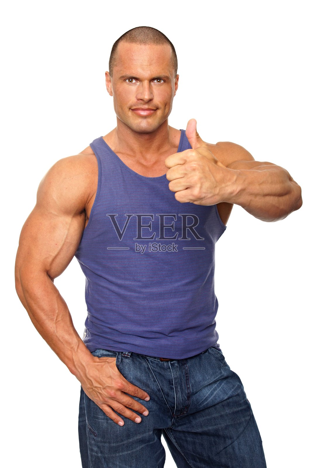 肌肉男竖起大拇指照片摄影图片