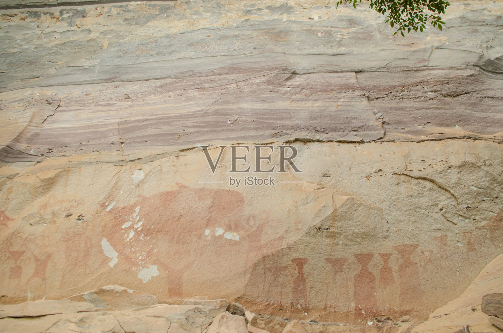 Pha Taem国家公园泰国古画。照片摄影图片