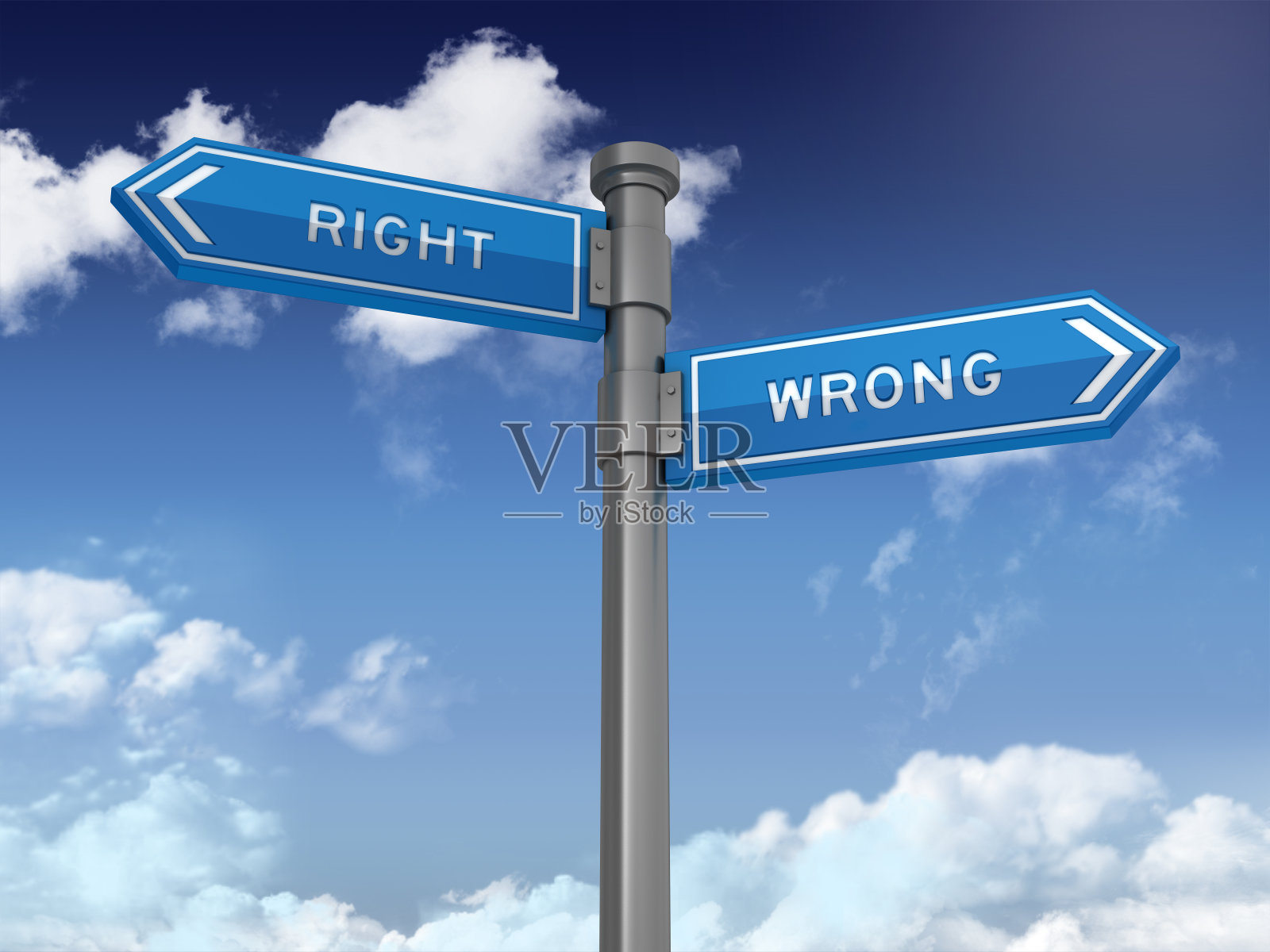 方向标志系列:对与错照片摄影图片