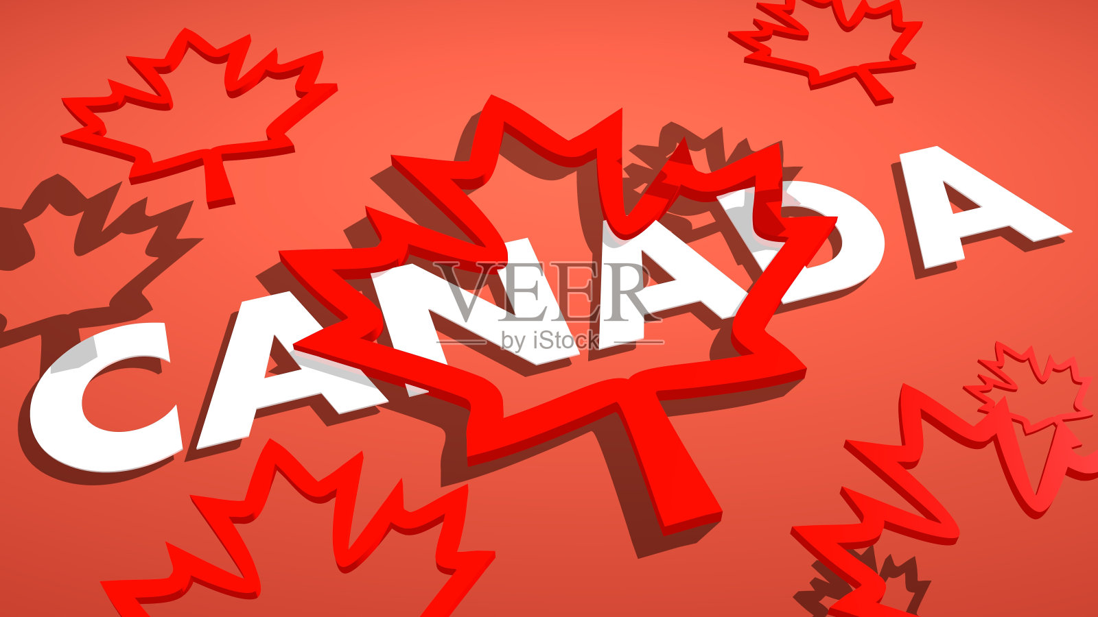 加拿大国旗红色枫叶轮廓图标照片摄影图片