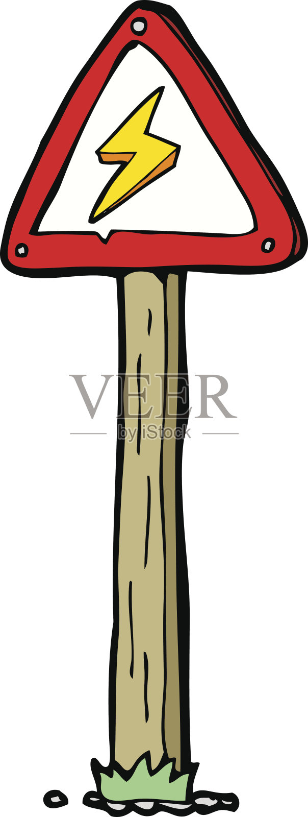 卡通电气警告标志插画图片素材