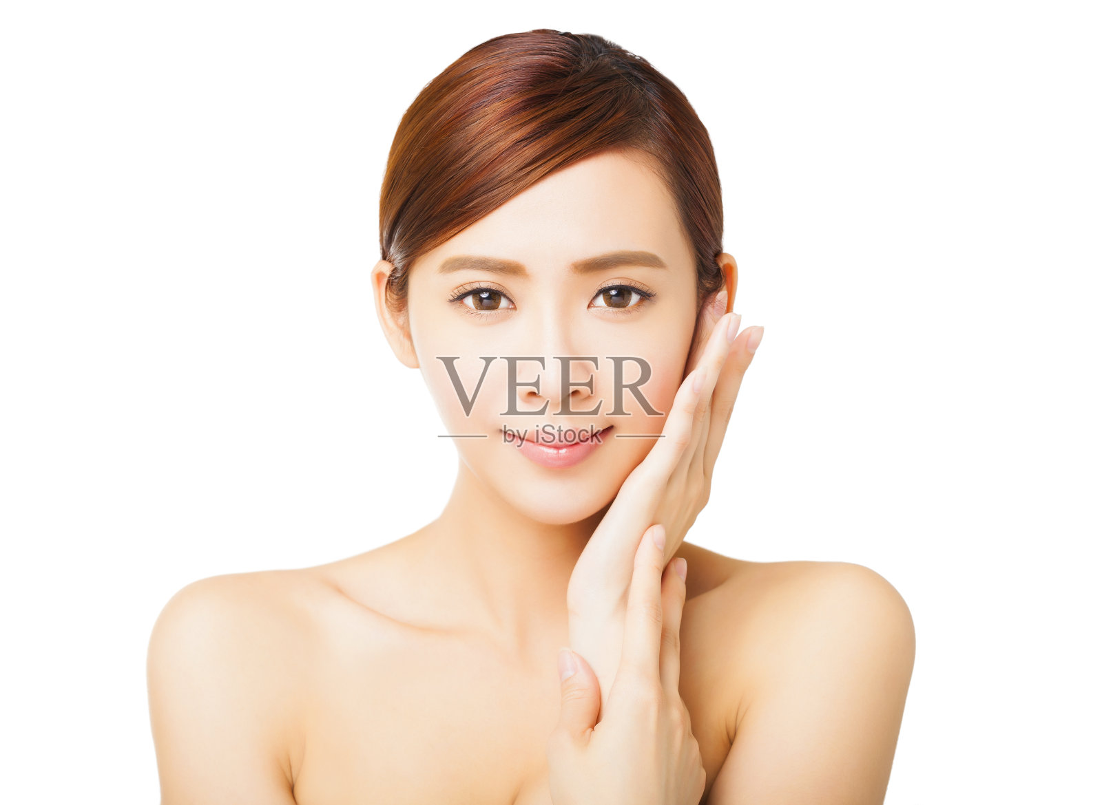 特写美丽的年轻女子的脸照片摄影图片