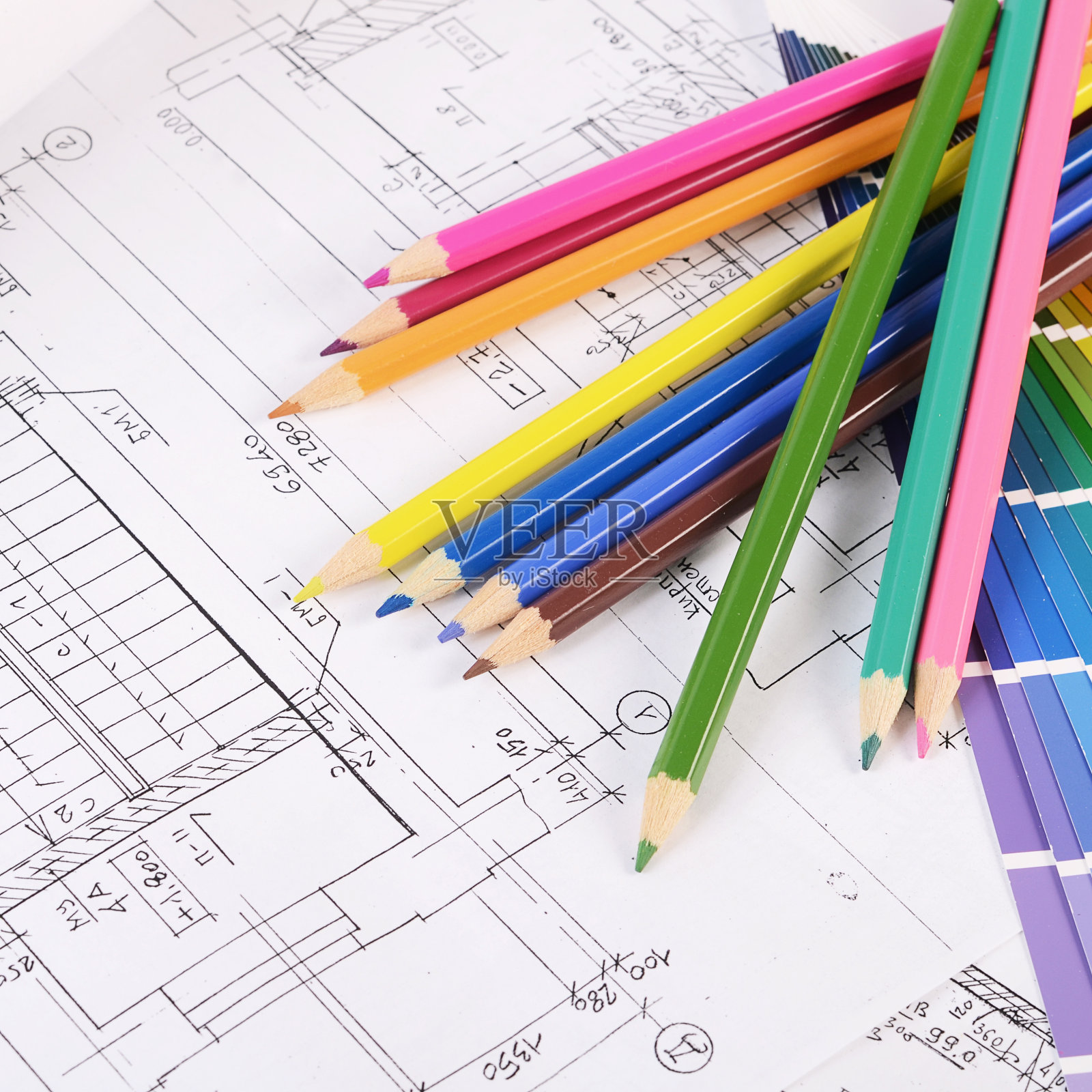 带有调色板的房屋项目照片摄影图片