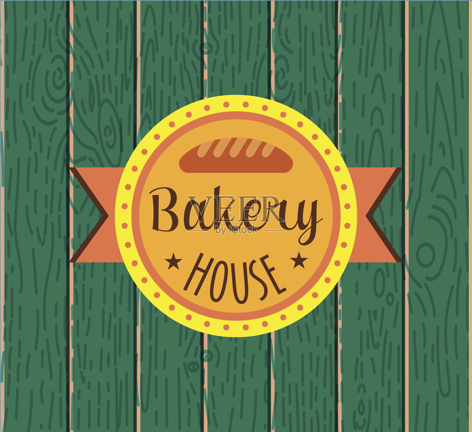 收藏复古复古的面包店标志插画图片素材