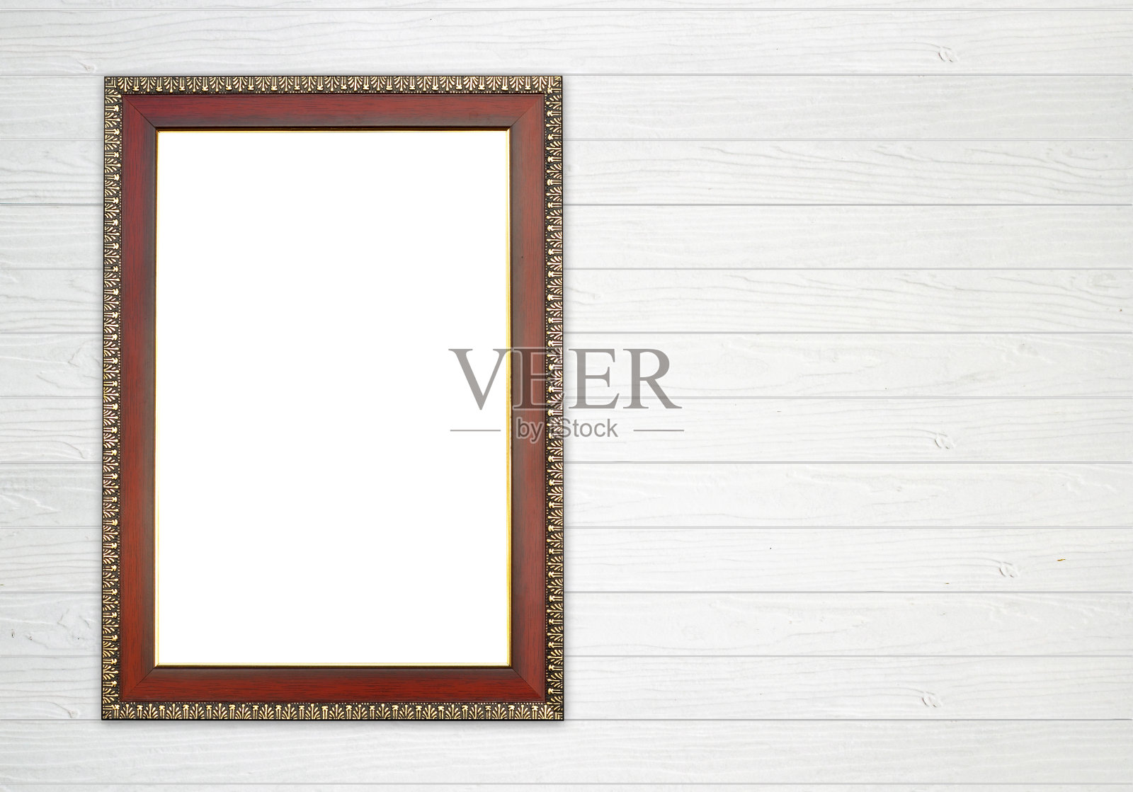 木墙上的木框照片摄影图片