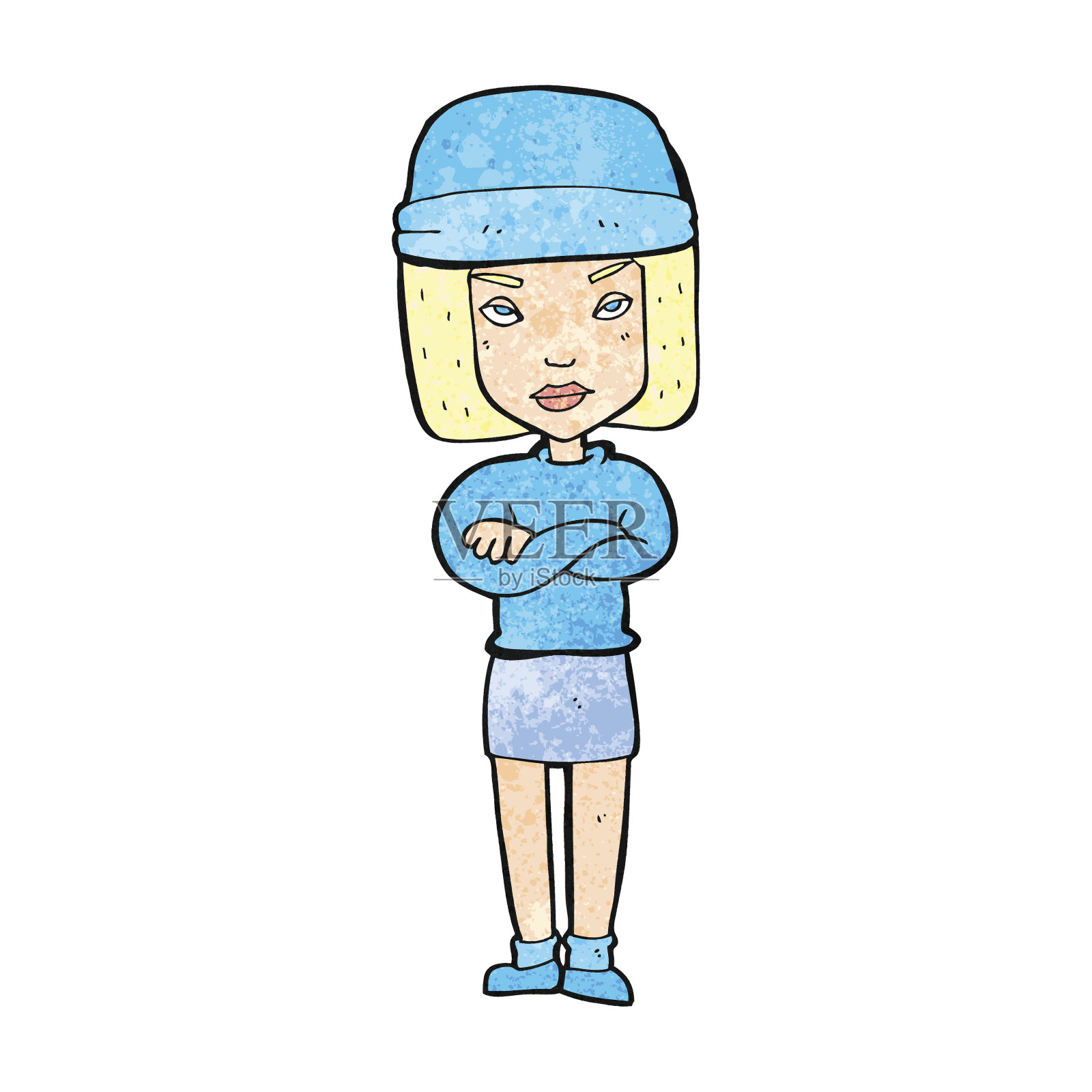 卡通女人戴着冬天的帽子插画图片素材