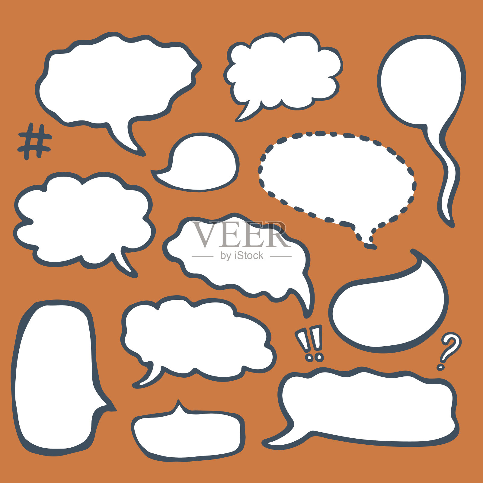 一套草图讲话气泡插画图片素材