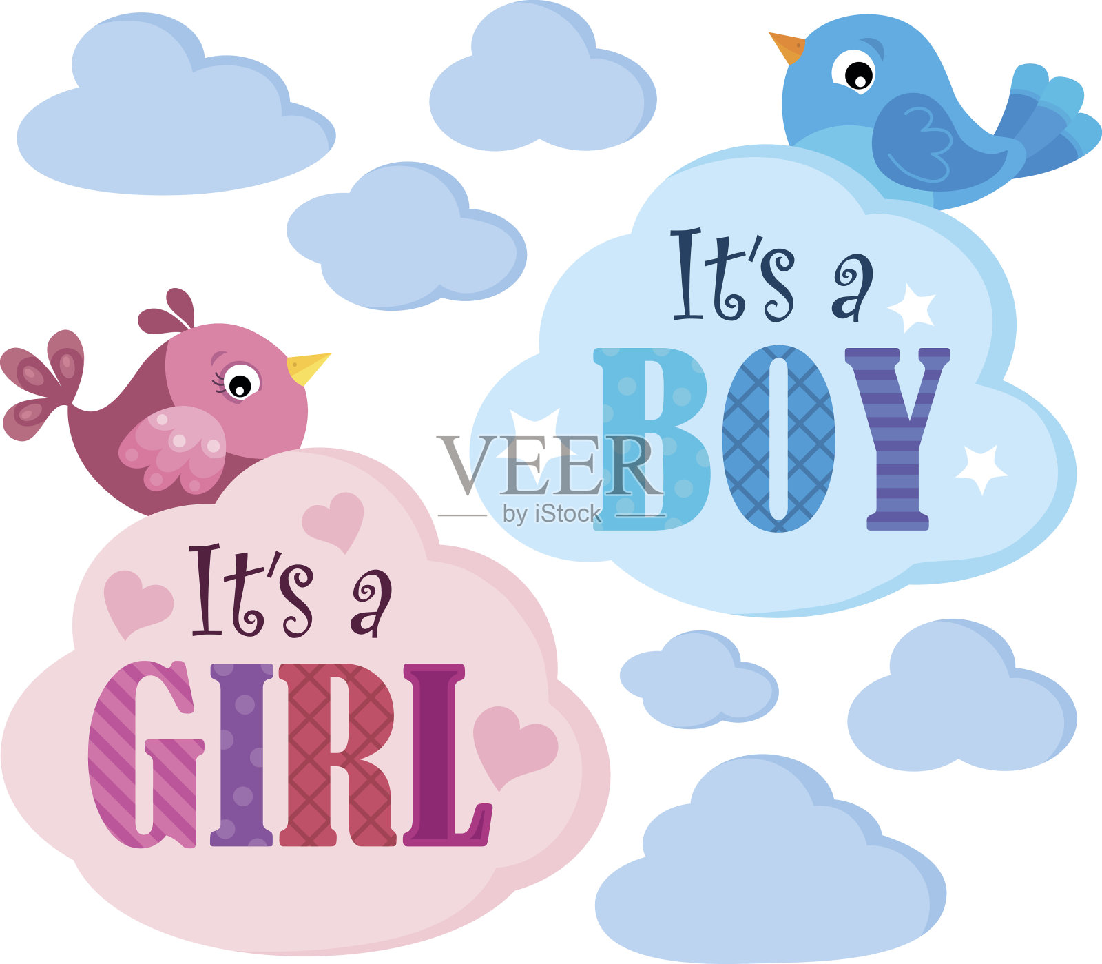 是女孩还是男孩主题6插画图片素材