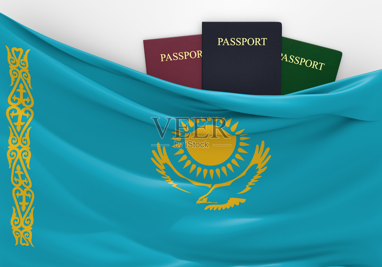 哈萨克斯坦的旅游和旅游业,有各种护照照片摄影图片