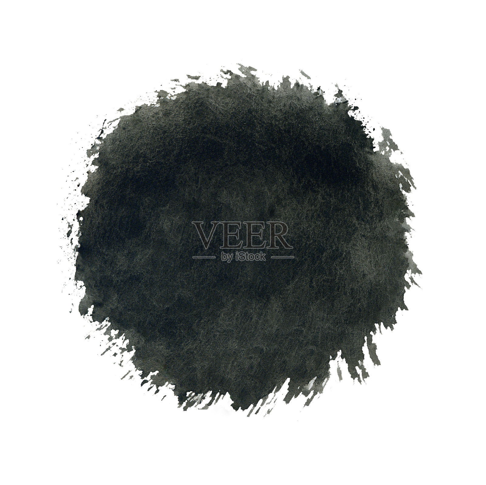 黑色水彩圆圈飞溅在白色背景。照片摄影图片