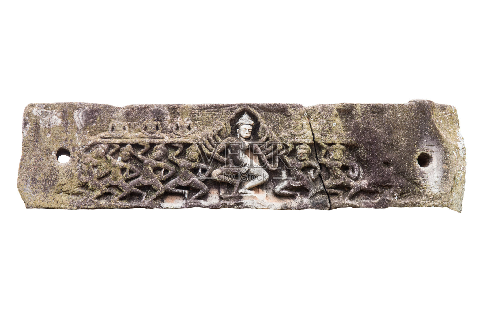 白色背景上古老的石刻照片摄影图片