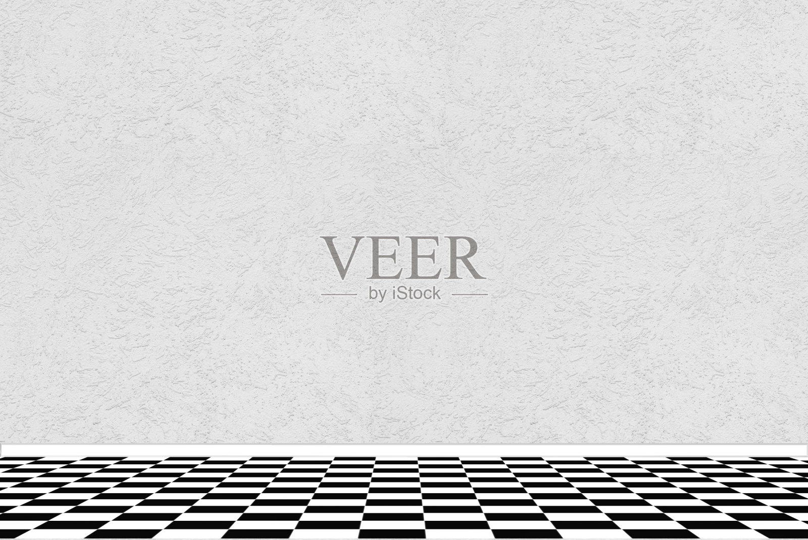 有纹理的白色墙壁与黑白格子地砖照片摄影图片