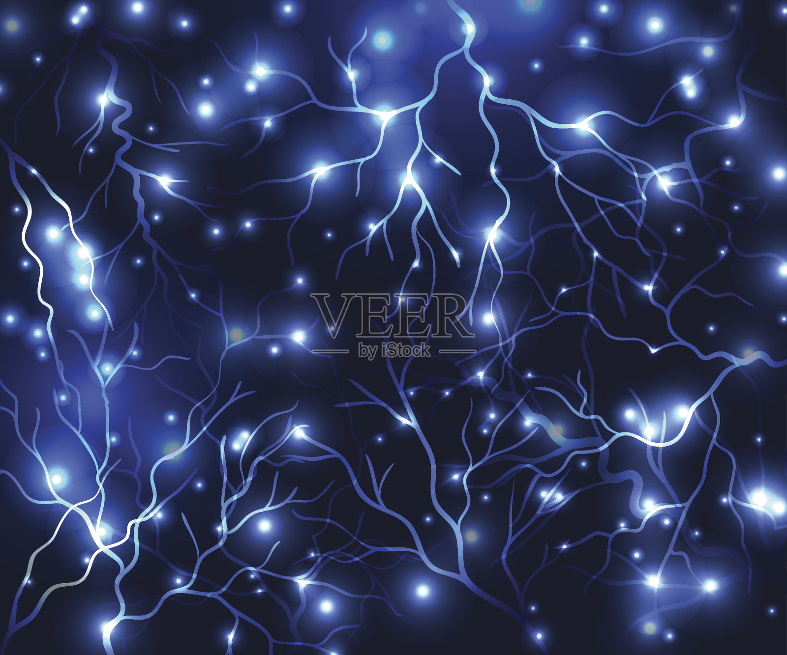 夜间闪电插画图片素材