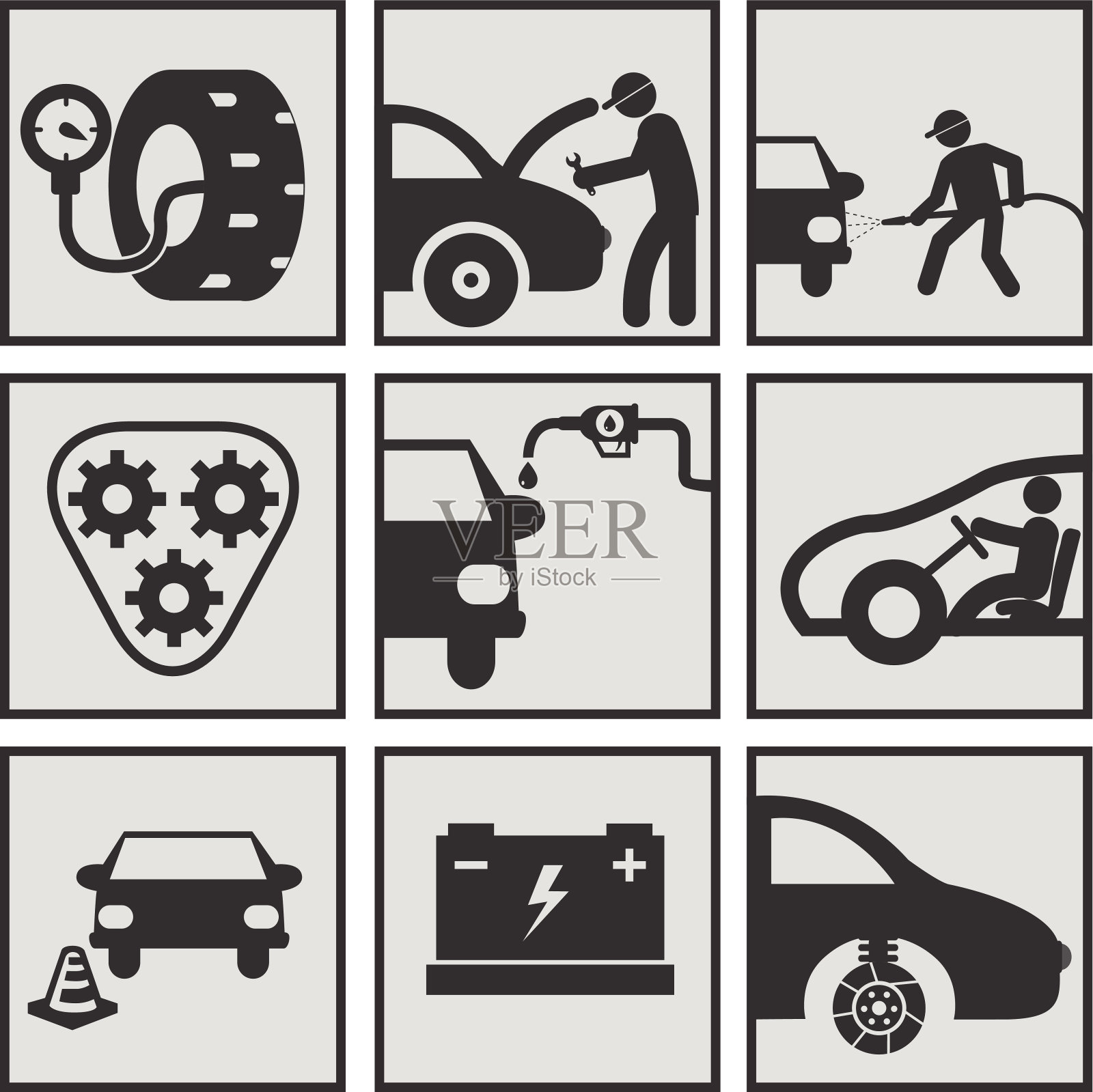 向量自动图标设置,汽车修理图标素材