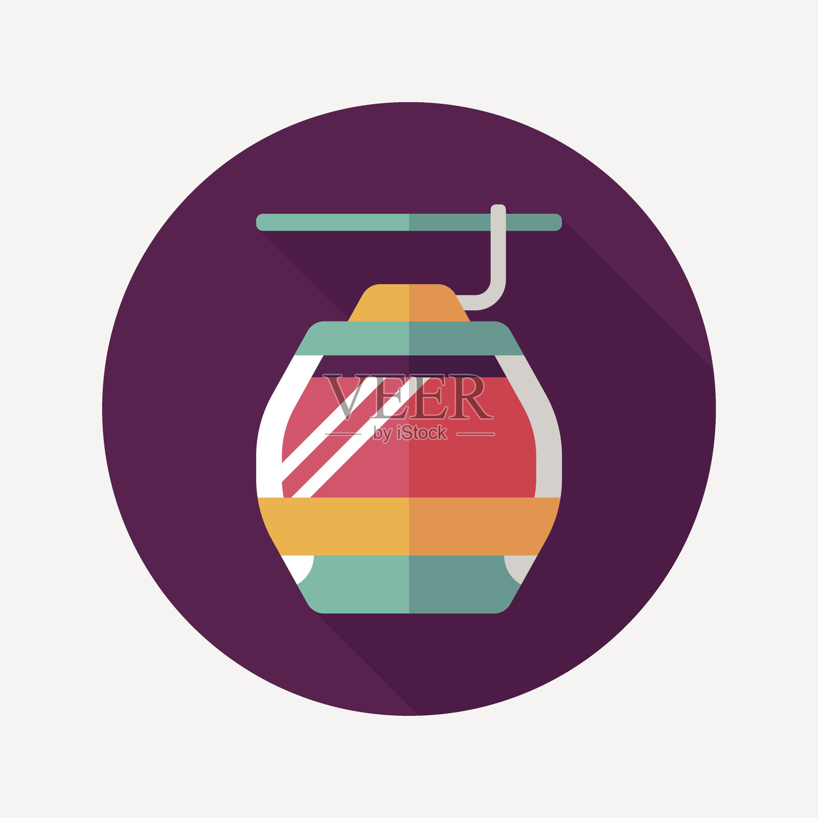 运输缆车的平面图标与长影子,eps10插画图片素材