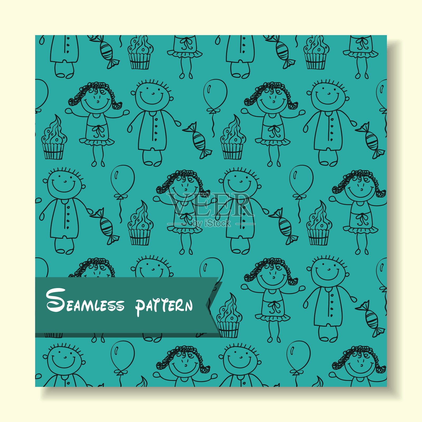 无缝模式的孩子插画图片素材