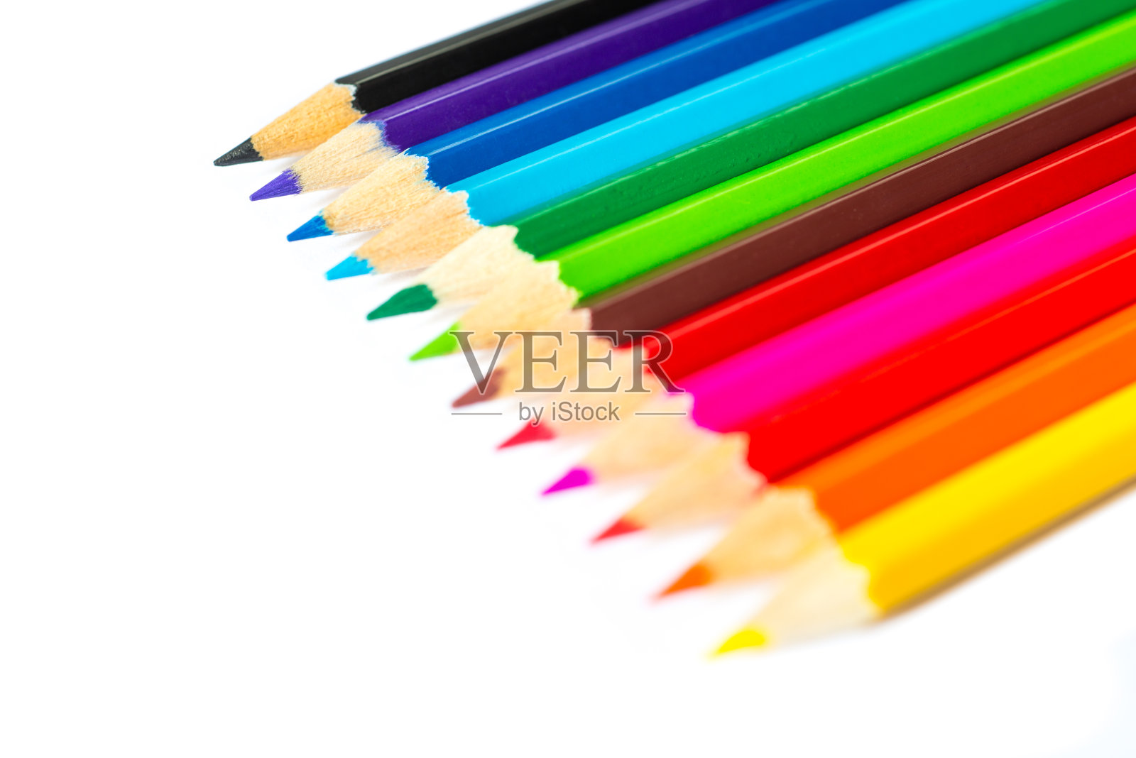 彩色铅笔在一个孤立的背景照片摄影图片